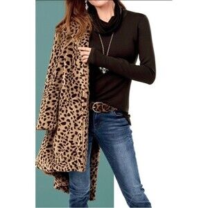 Cabi #3811 Ganache Brown Turtle Tee Cowl Neck Long Sleeve w/Thumb Holes M